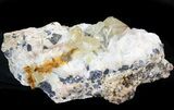 Cerussite with Bladed Barite on Galena - Morocco #44784-2